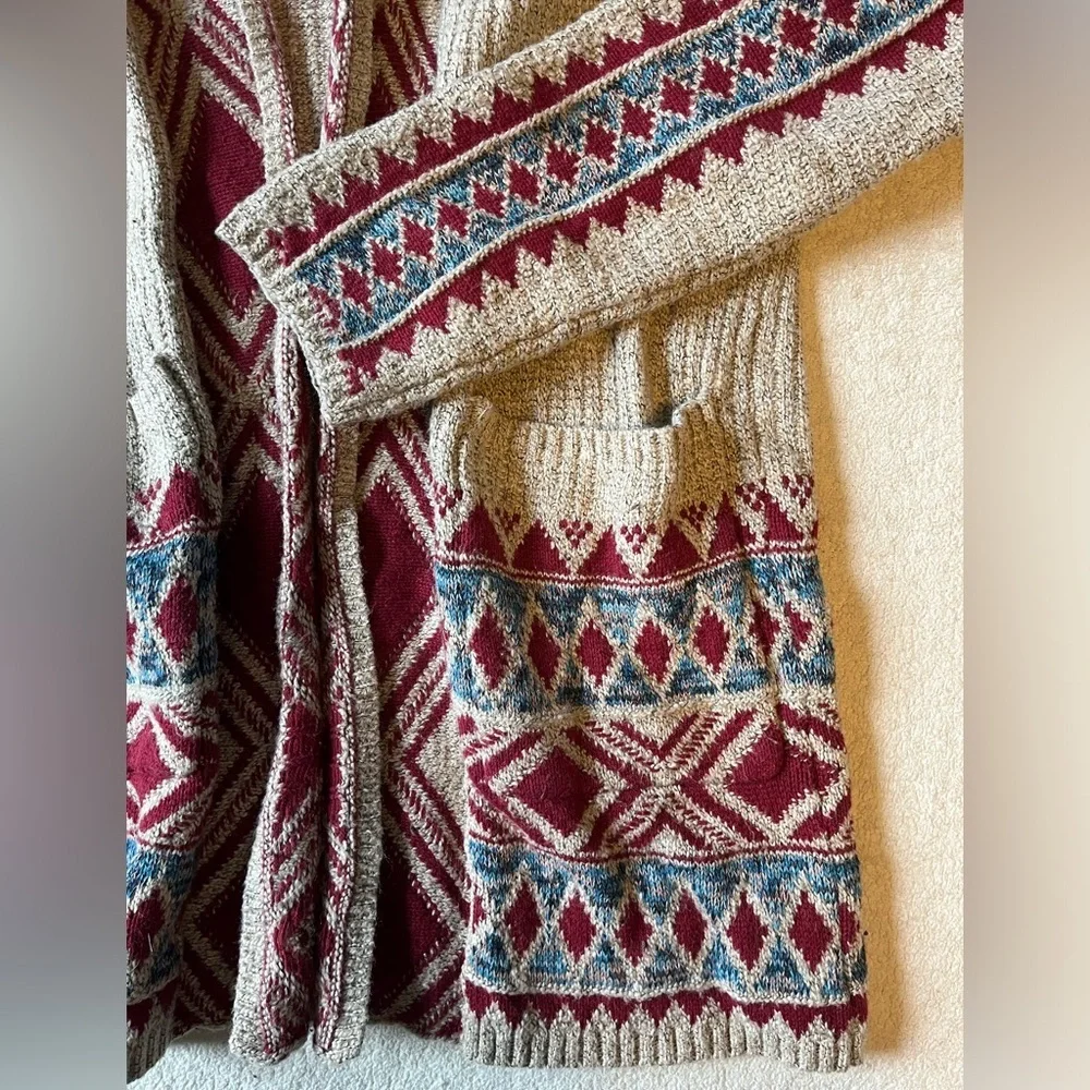 Lucky Brand Sweater. Open Front Cardigan. Tan Red. Women’s Sz Small